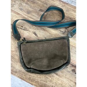 By Anthropologie Crossbody Suede Bag Faux Leather Moss Green